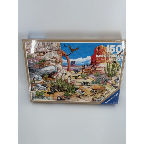 VINTAGE NEW SEALED 1990 Ravensburger 150 Piece Jigsaw Puzzle DESERT WILDLIFE - Picture 1 of 14